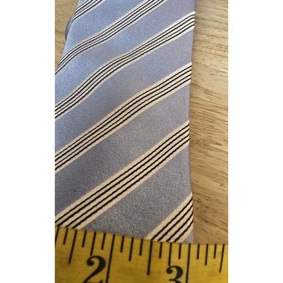 VILLA PONTI MEN SILK TIE 60X3.5" WIDE Light Blue Striped Preppy Executive EUC - Picture 3 of 8